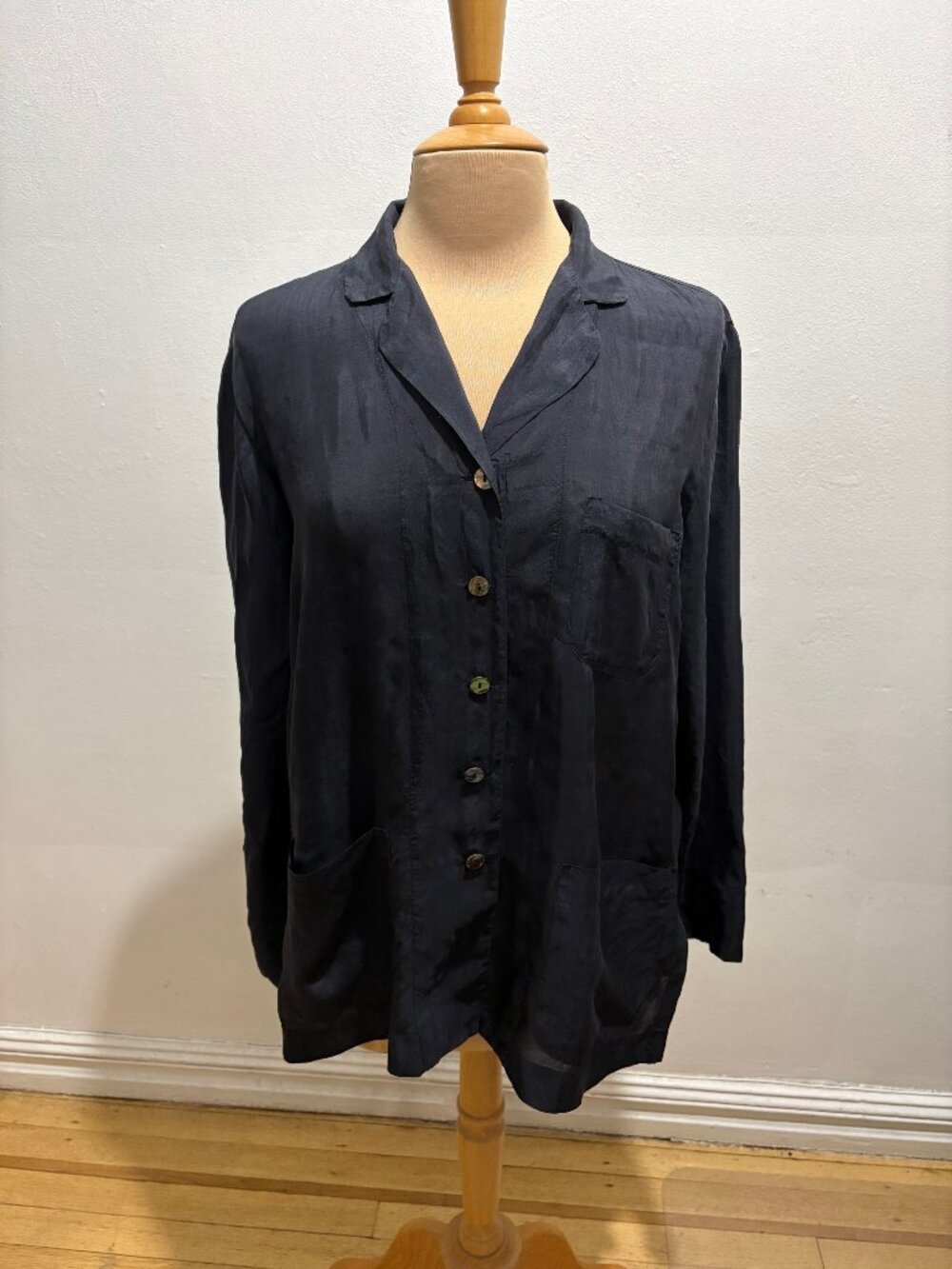 Vintage 90s Dosa silk habutai 3 pocket blazer in black